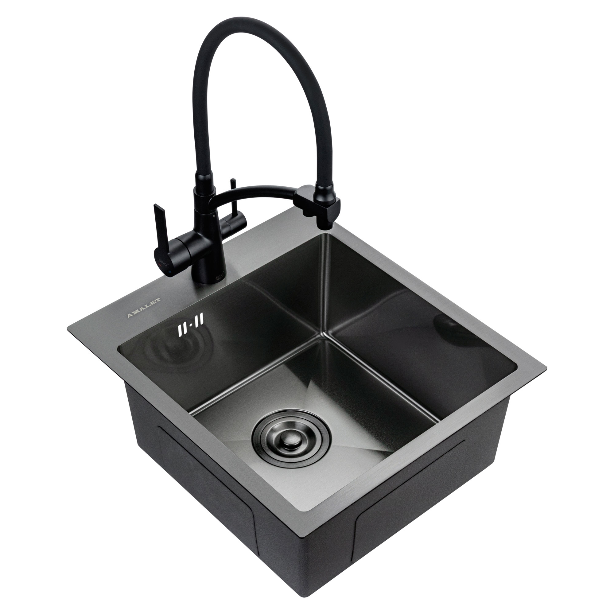 43*48 Металлическая мойка графит AMALET