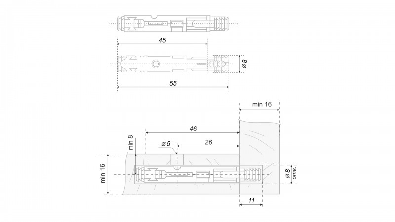 Стяжка d8 мм однокомпонентная ST09/02/5/RdZn/01