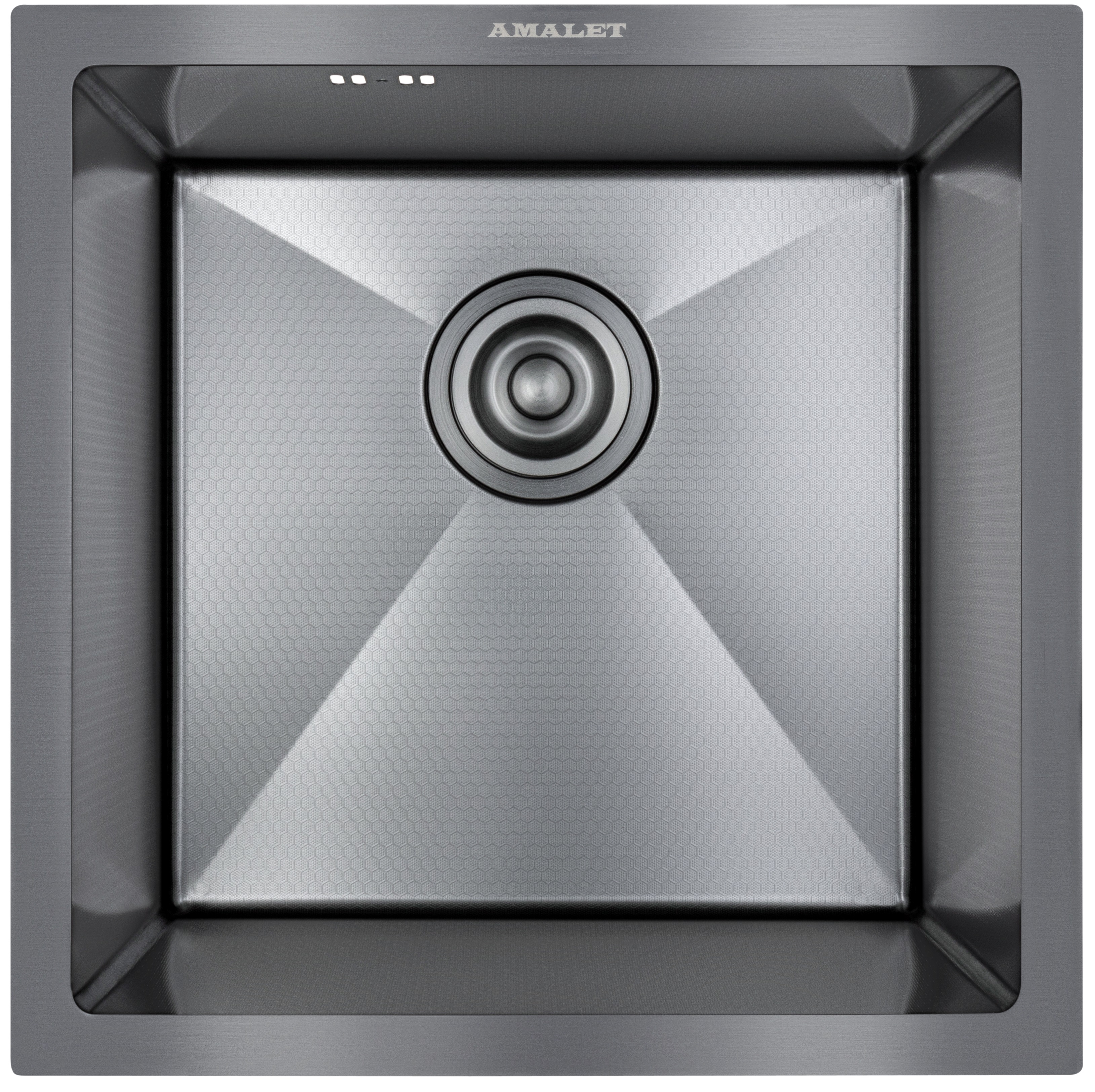 44*44 Металлическая мойка подстольного монтажа AMALET ГРАФИТ