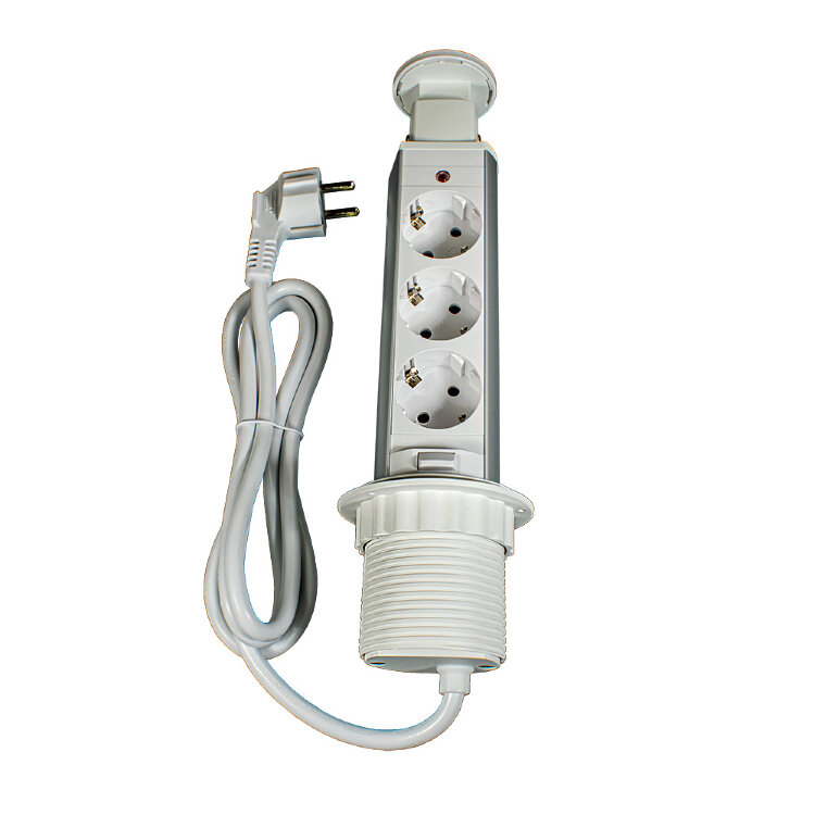 11.800.02.051 Бл.роз.выдв.вертик. POP UP Compact,3роз.EURO, D=60мм, 1,8m кабель с вилкой EURO,белый