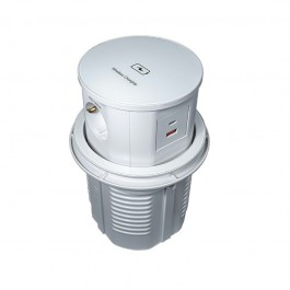 11.800.02.049 Бл.роз.выдв.вертик. POP UP ELIT GLASS,3роз.EURO,беспр.заряд,15W,USB A+C,с вилкой,белый