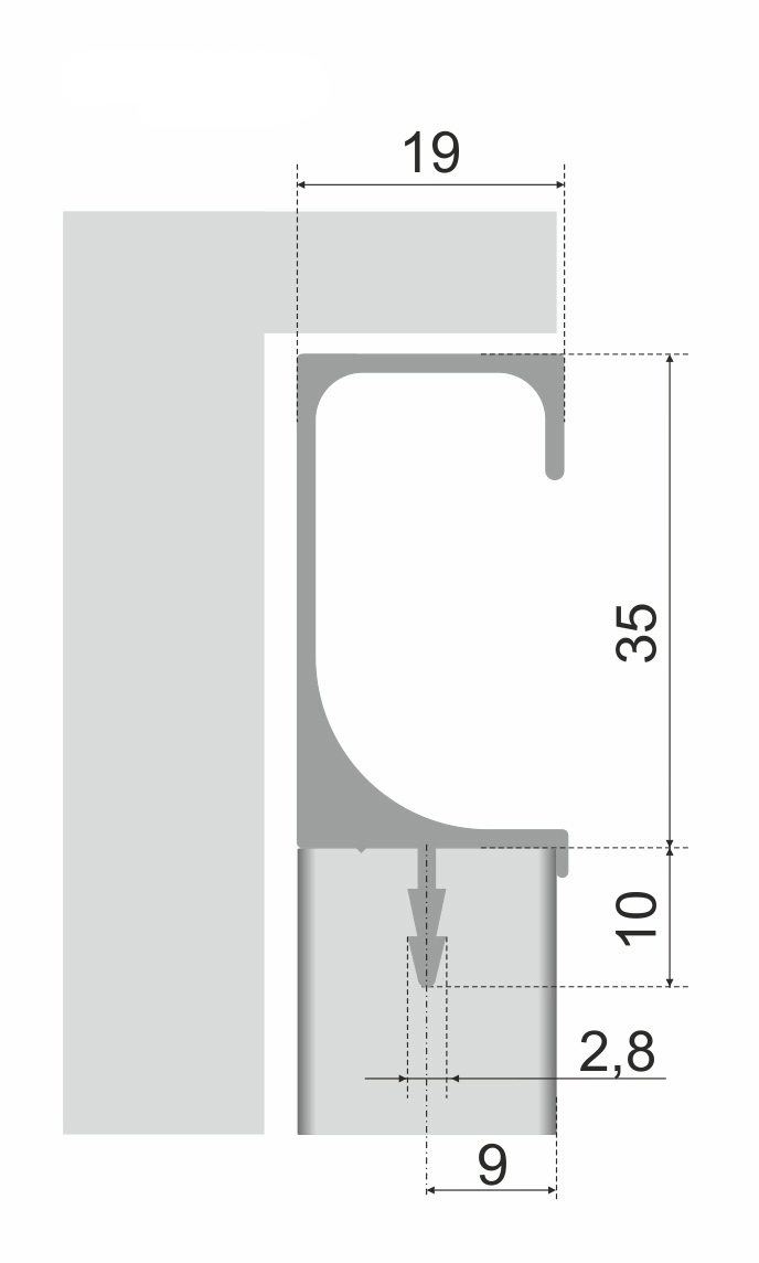 Мебельная ручка С-LINE, 3000 мм, SC - Сатиновый хром.