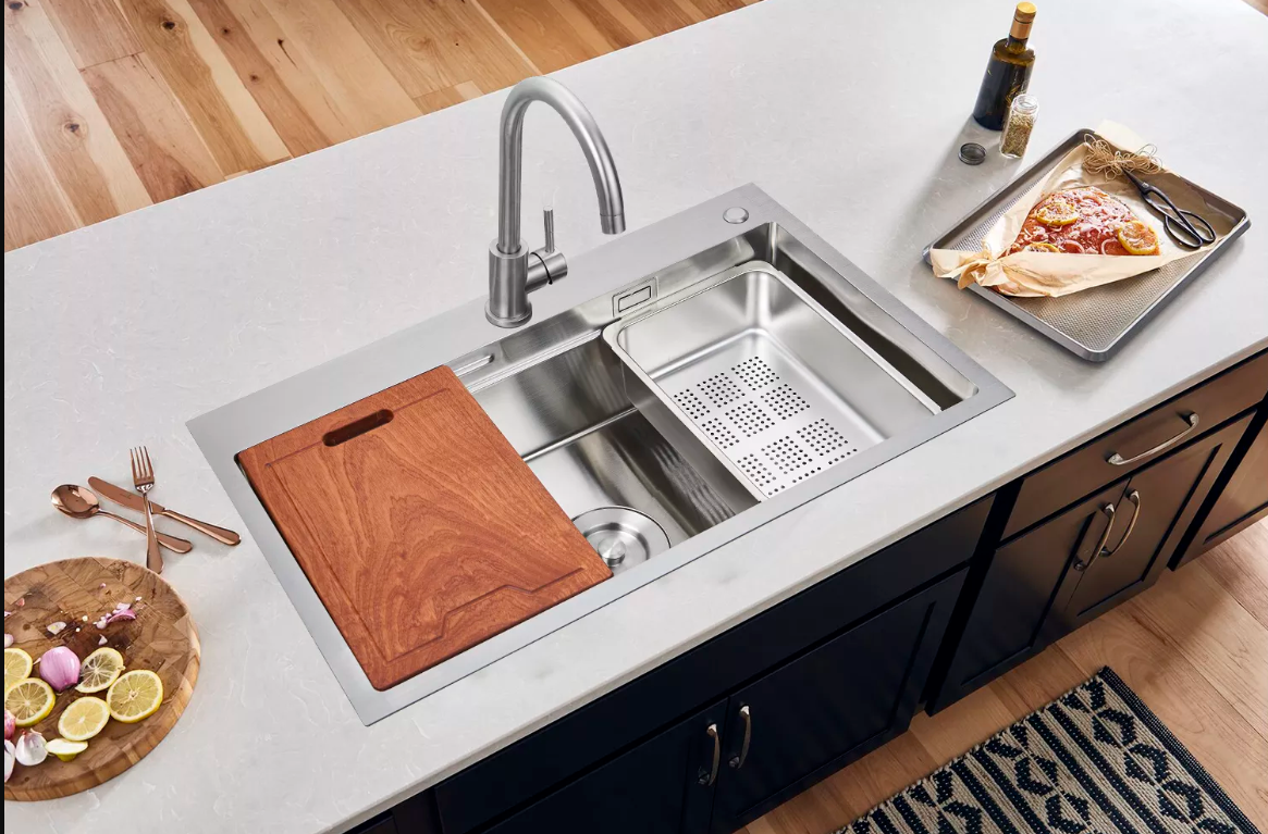 65*48 Металлическая мойка сатин AMALET