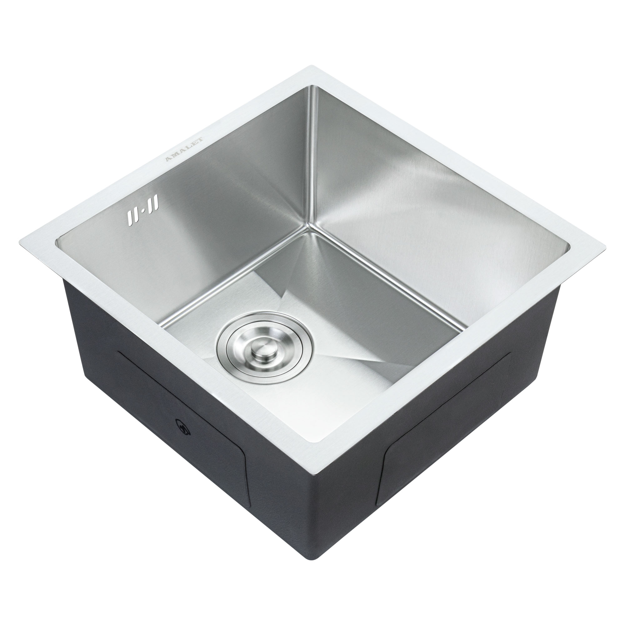 44*44 Металлическая мойка подстольного монтажа AMALET САТИН