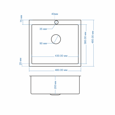 48*48 HONEY Металлическая мойка AMALET САТИН