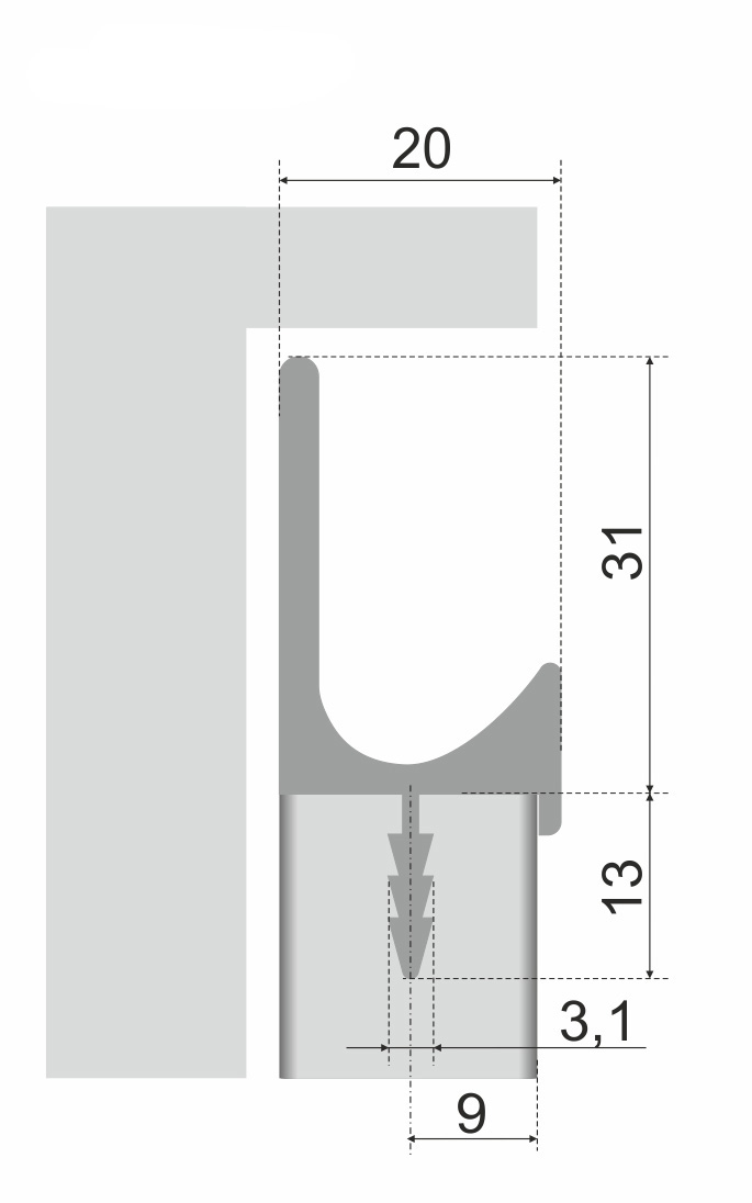 Мебельная ручка L-LINE, 3000 мм, SC - Сатиновый хром.