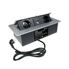 11.800.02.041 Бл.роз.выдв.гориз,2роз.EURO,USB A+USB C с быстрой заряд. QC,250В,max2700Вт,корп.сереб.