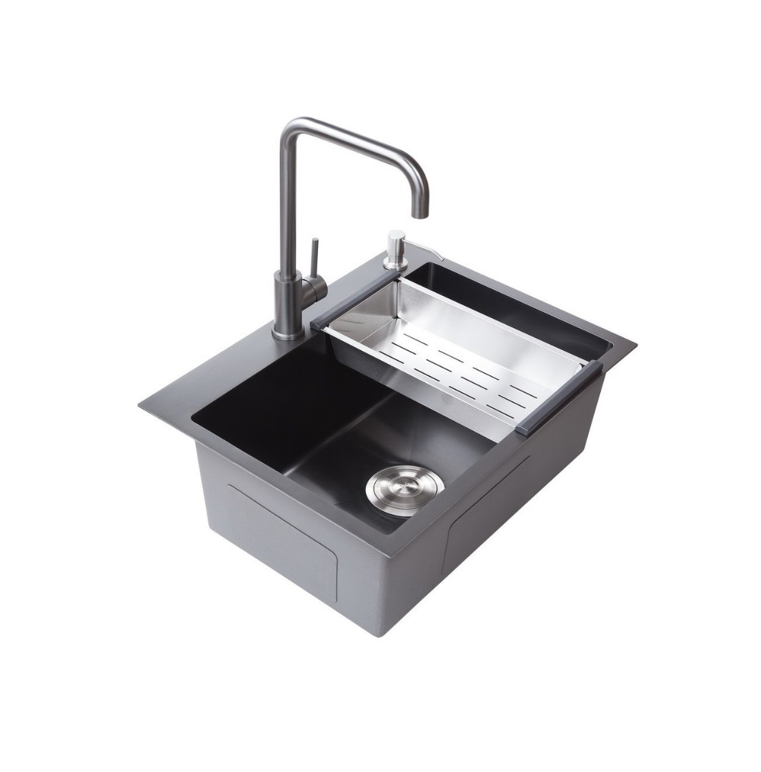 65*48 Металлическая мойка графит AMALET