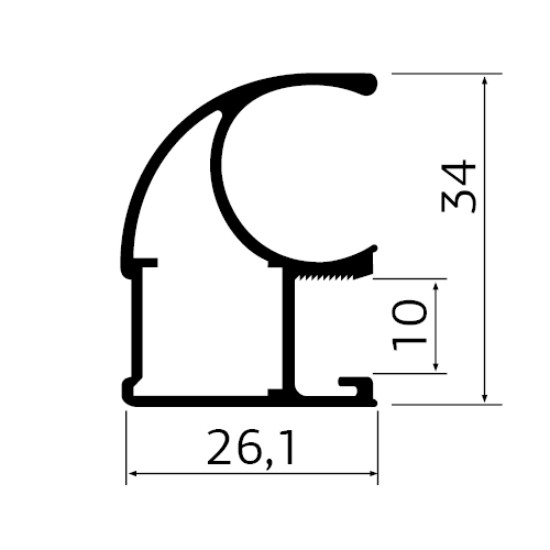 Чёрный Матовый A15, Профиль вертикальный MS 125 (С)  5400 м.