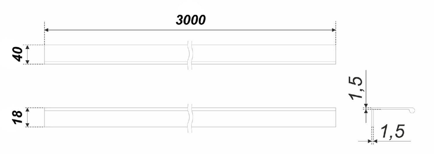 Мебельная ручка G-LINE, 3000 мм, SC - Сатиновый хром