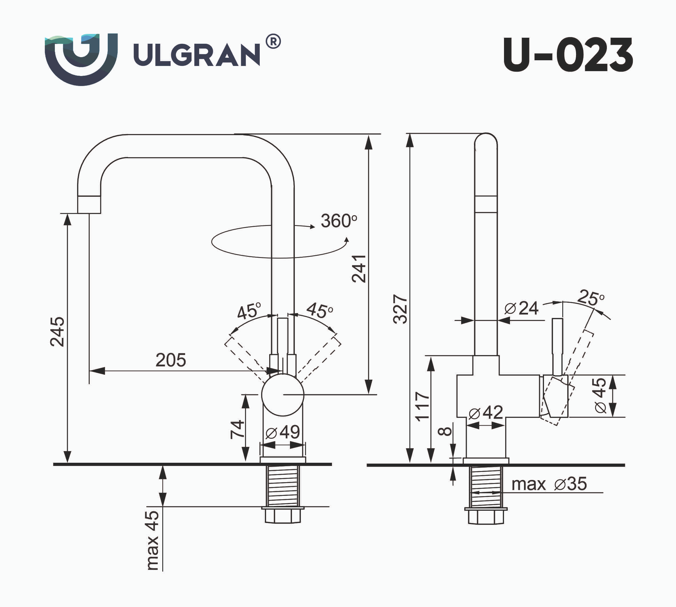 Смеситель Ulgran Белый