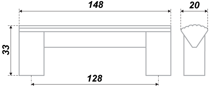 Мебельная ручка AL, 128 мм,